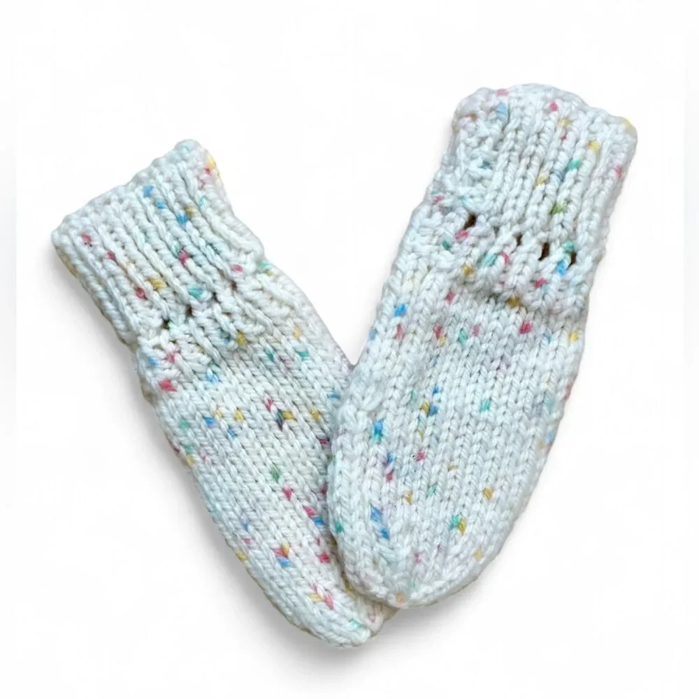 Newborn Mittens Handmade Knit Multicolor
